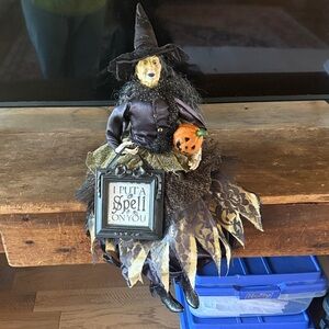 Halloween Witch Figurine with Pumpkin
